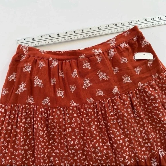 ✨ Alter’d State Rust Floral Tiered Midi Skirt – XL - Picture 5 of 10